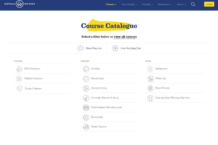 Gotham Writers Course Catalog