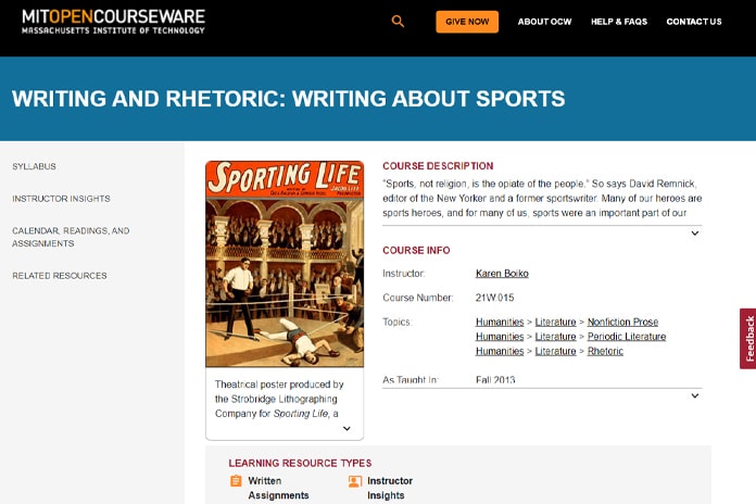 Writing About Sports Course