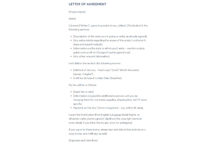 Letter of Agreement Template