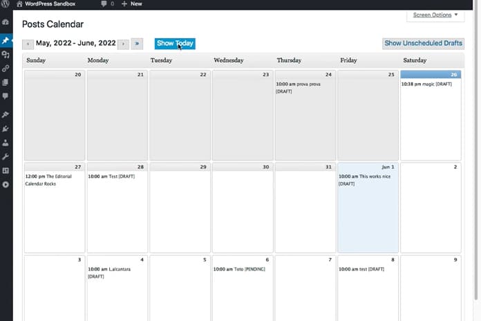 Wordpress Content Calendar