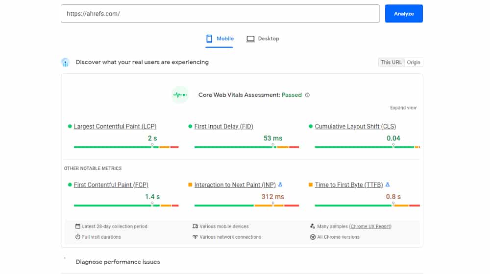 Core Web Vitals Assessment