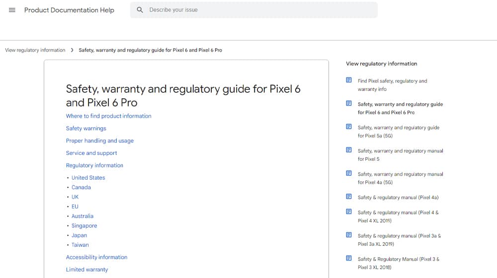 Pixel 6 Product Documentation