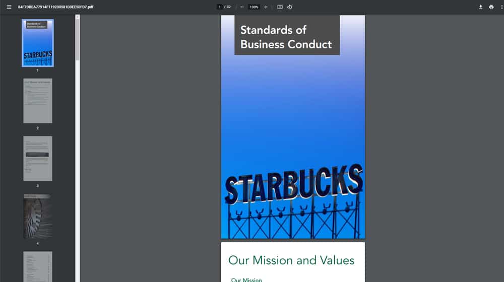 Starbucks Standards of Business Conduct