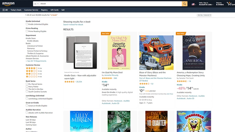 Amazon eBooks Results