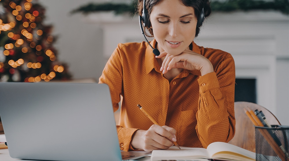 Woman Transcribing Content