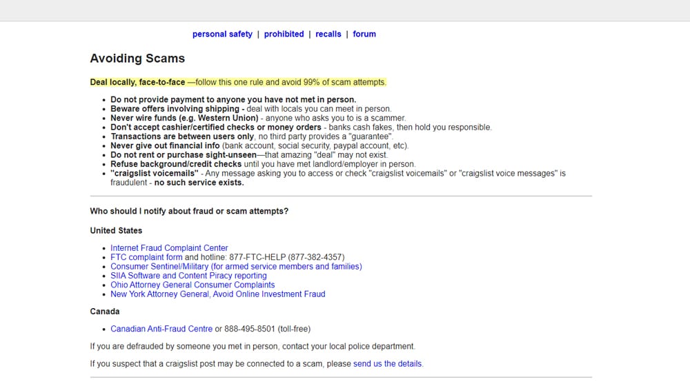 Craigslist Scams Page