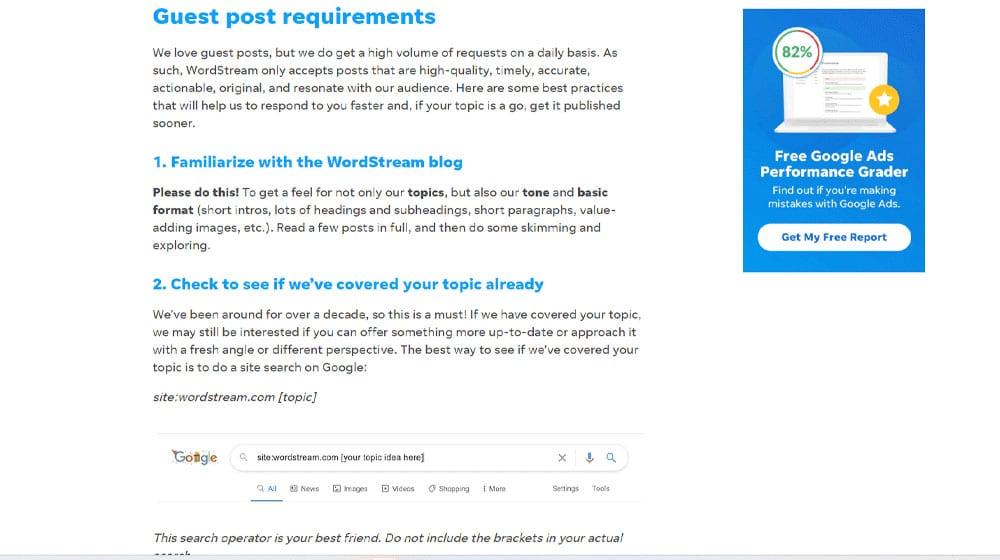 Guest Posting Requirements Page