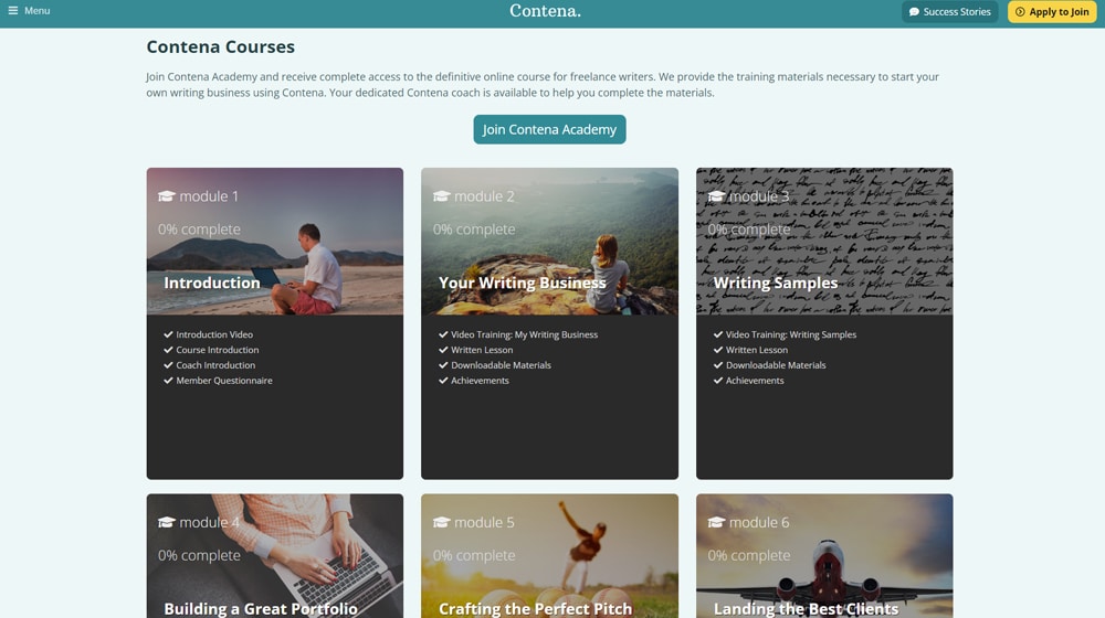 Contena Courses Page