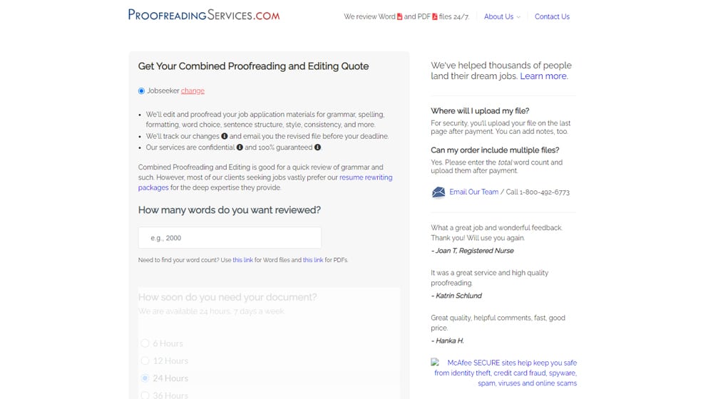 Proofreading Services Website