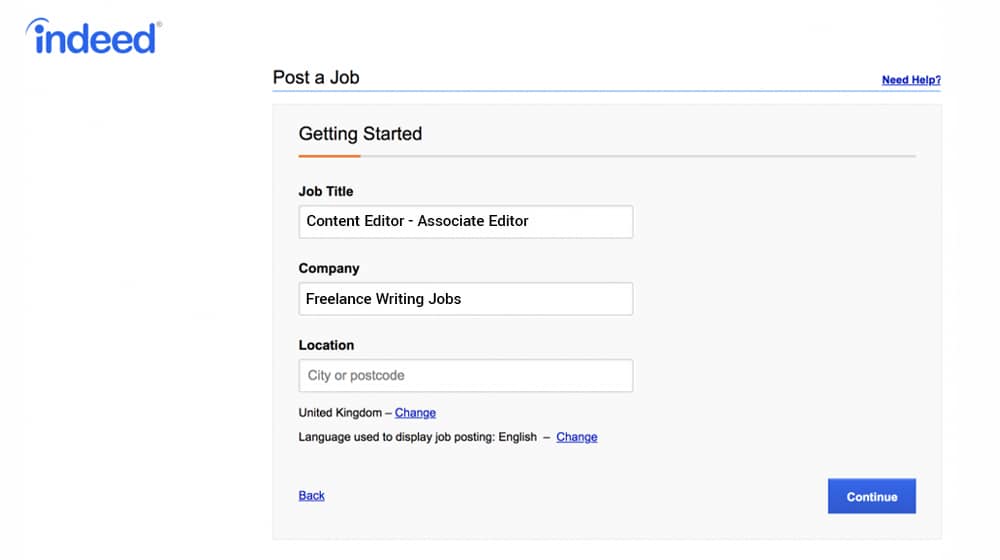 Posting an Editing Job Listing