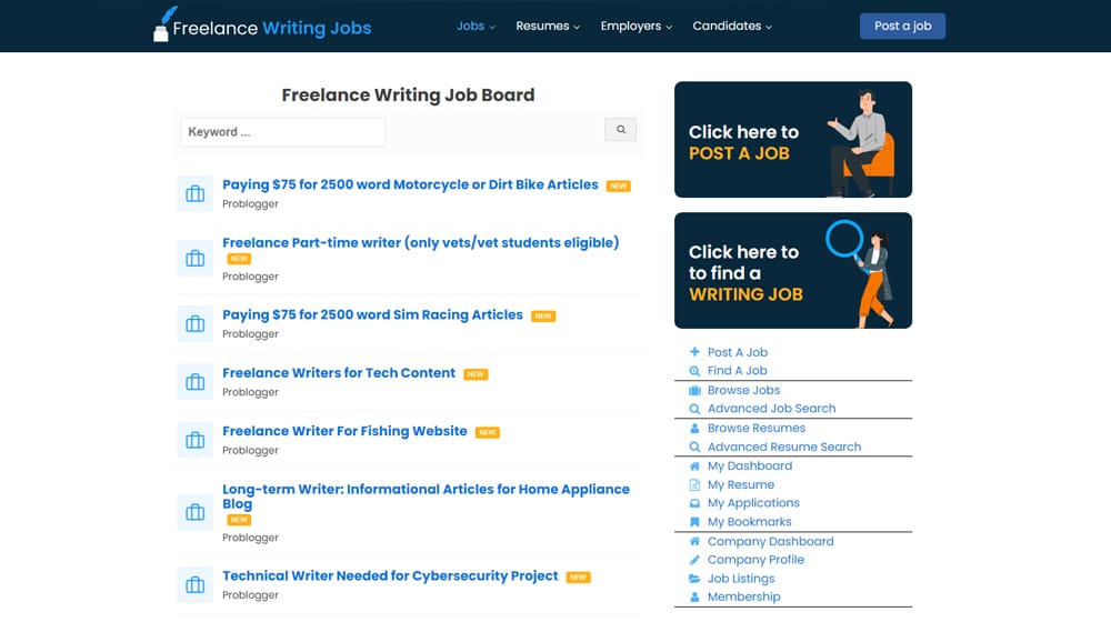 Freelance Writing Jobs Job Board